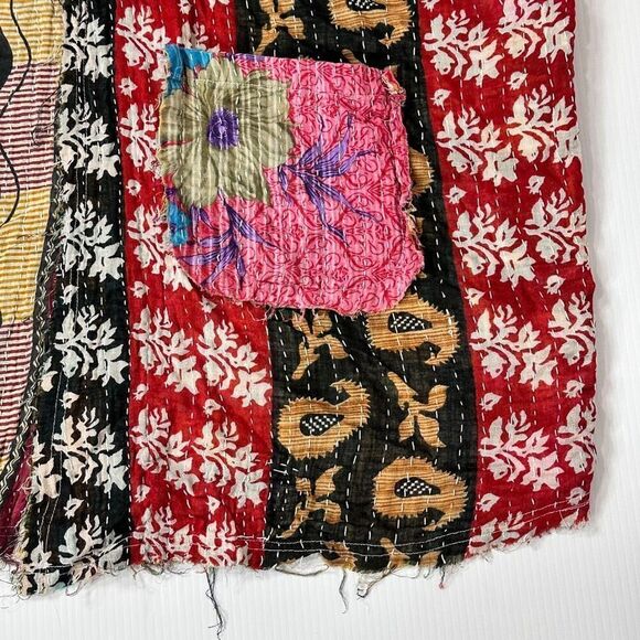 Jaded Gypsy Kantha Kimono OS  Frayed Edges Boho Festival Cottage Artsy Rustic - Picture 16 of 16